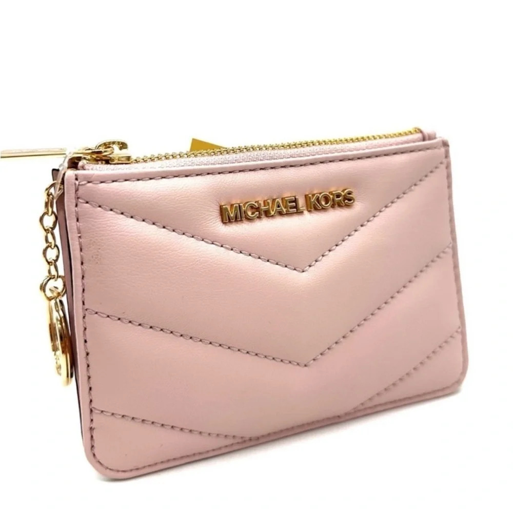 Michael Kors Jet Set Travel Small Top Zip Coin Pouch with ID Holder Powder Blush - Picture 1 of 8